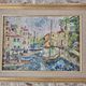 Oil painting on canvas Landscape - Port of Martigues signed Michel 1961