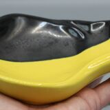 Ancienne ceramique vide poche cendrier design vintage noir jaune dlg vallauris elchinger