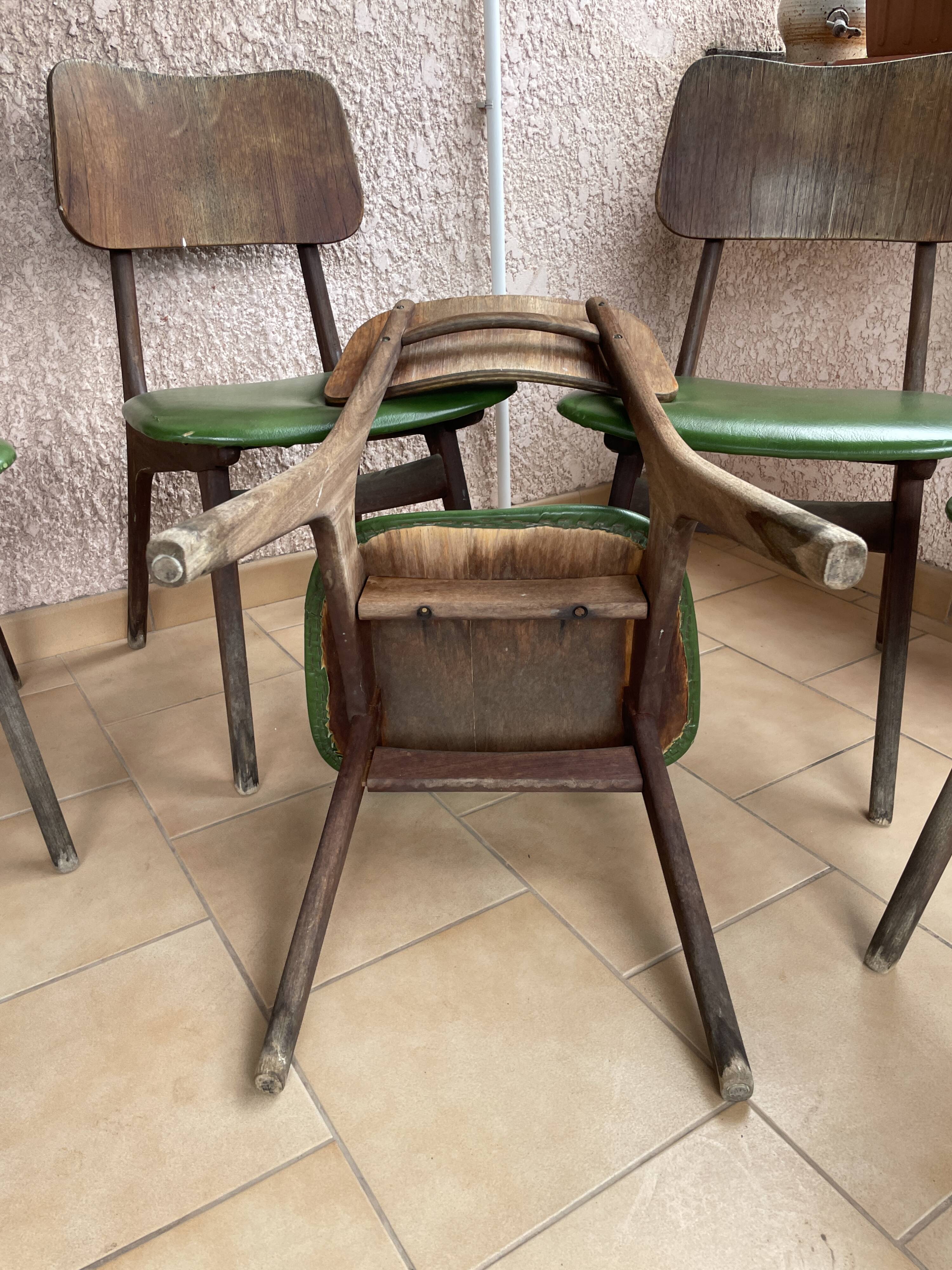 Lot de 5 chaises vintages, années 60