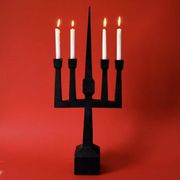 Brutalist candelabra in black forged steel 1950