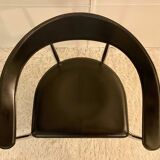 Set of 6 vintage arper chrome leather chairs