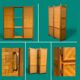 Bamboo cabinet woven and modular pine vintage 1960