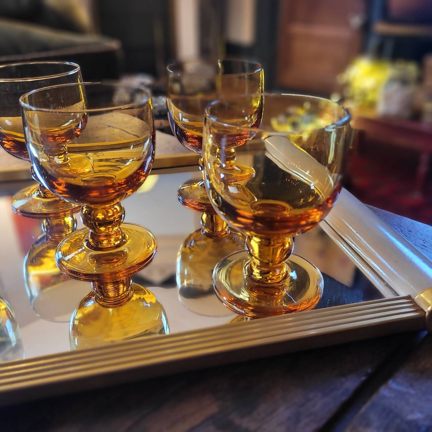 Amber glasses, balloon shape 70's