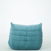Togo set of armchair and pouf in light blue corduroy