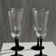 4 large Luminarc Octime vintage octagonal champagne flutes with black foot