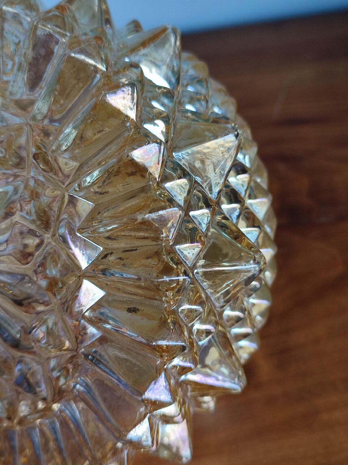 Prisma round ceiling lamp/wall lamp in vintage glossy glass