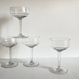 4 champagne glasses blown glass 1930