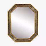 Octagonal mirror in Venetian style with gold-rimmed parecloses