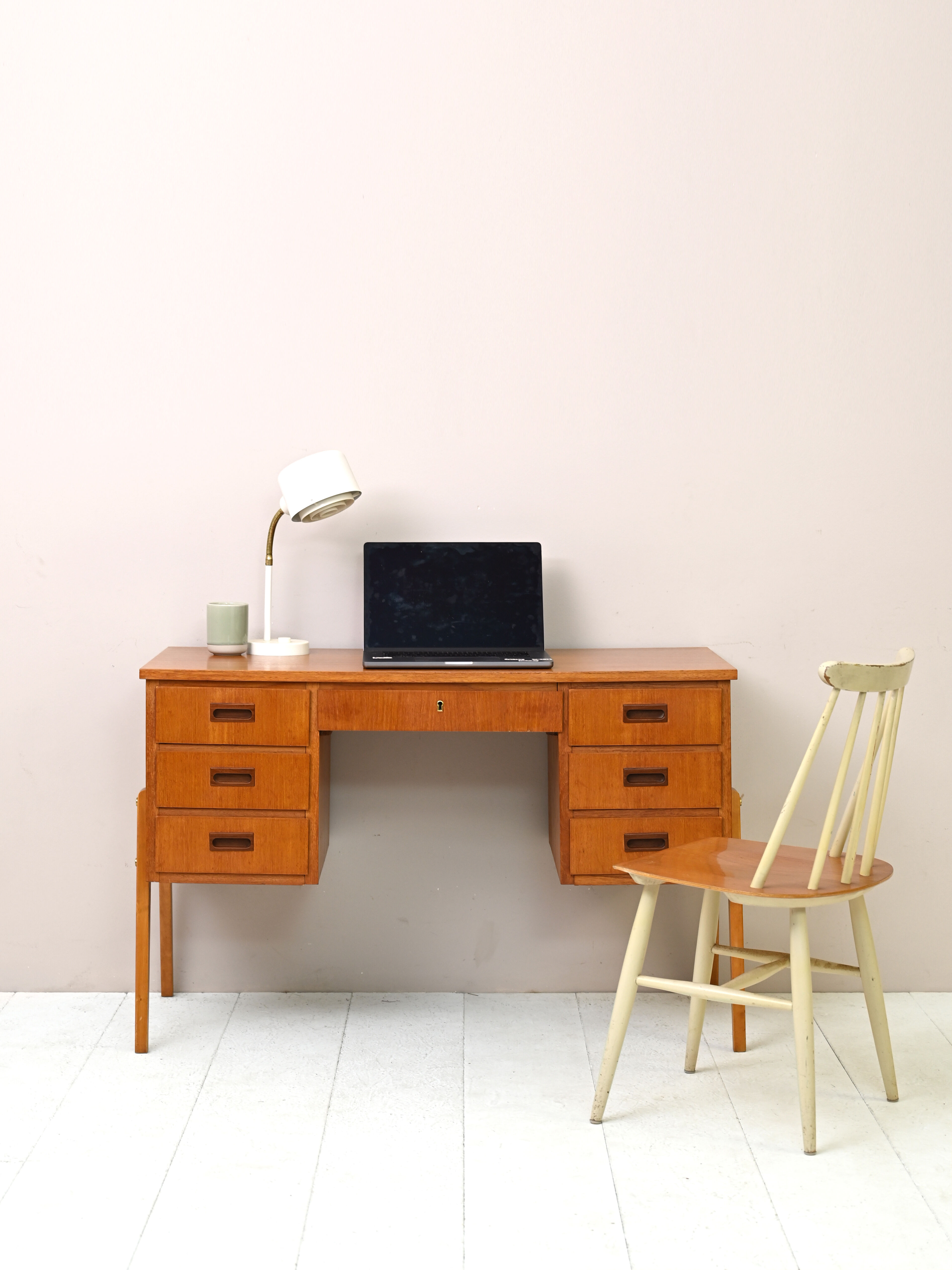 Scandinavian modern antique desk with drawers