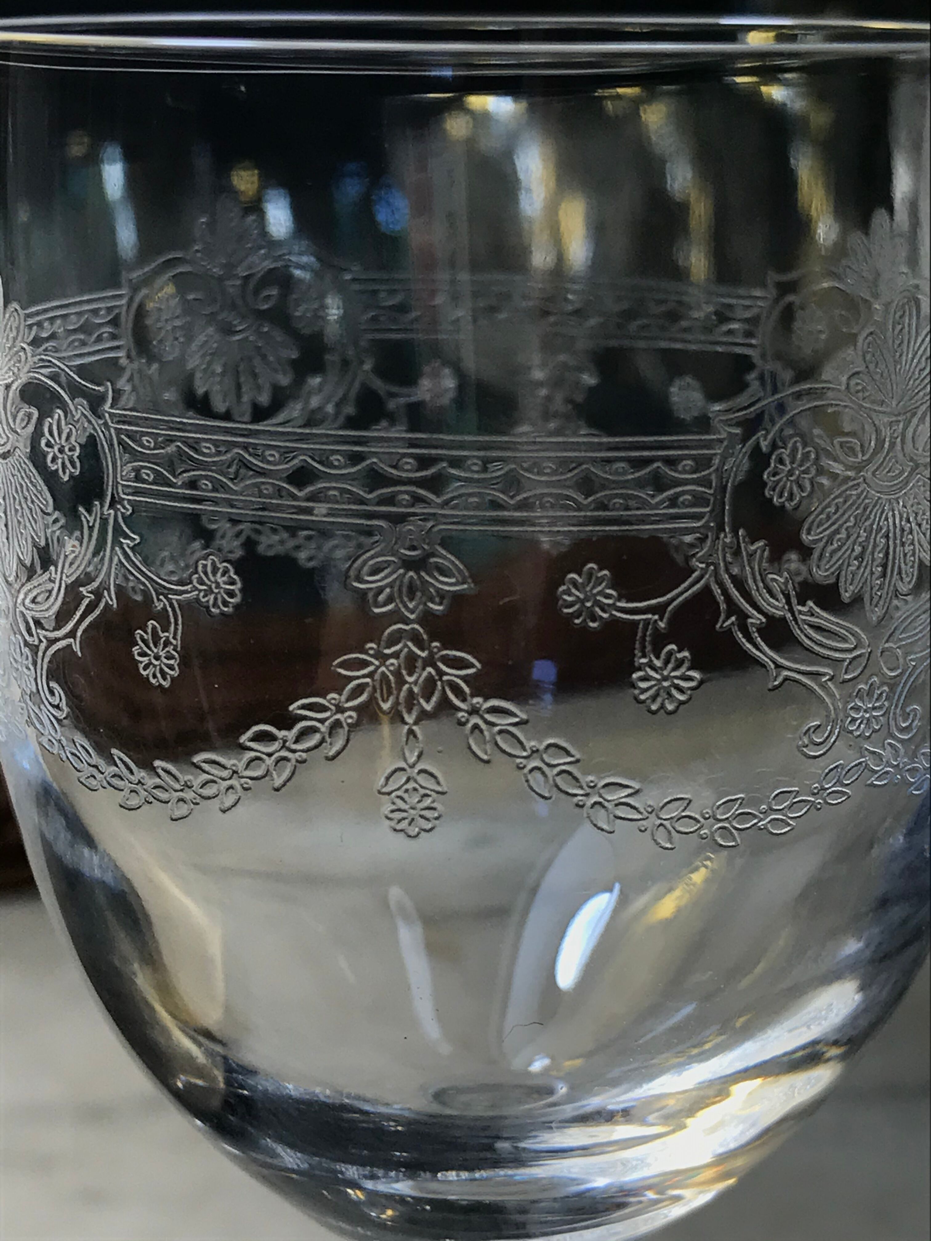 Six crystal wine glasses