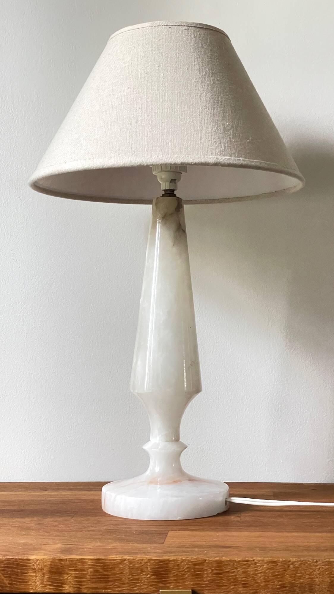 Vintage geometric alabaster stone lamp