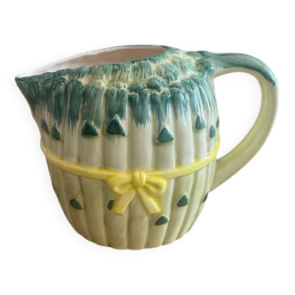 Vintage ceramic asparagus bunch carafe pitcher for country kitchen decor