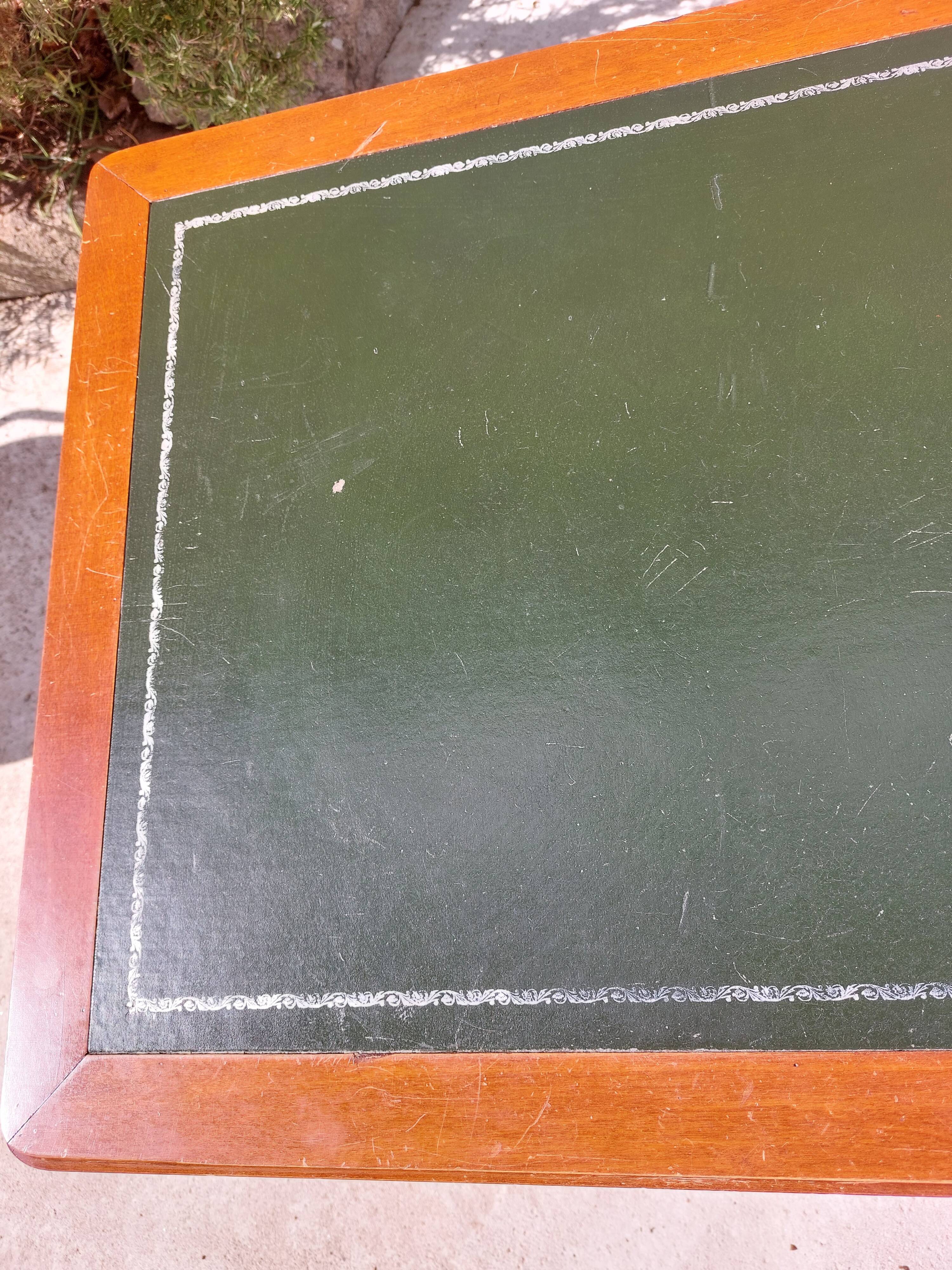Desk green leather top