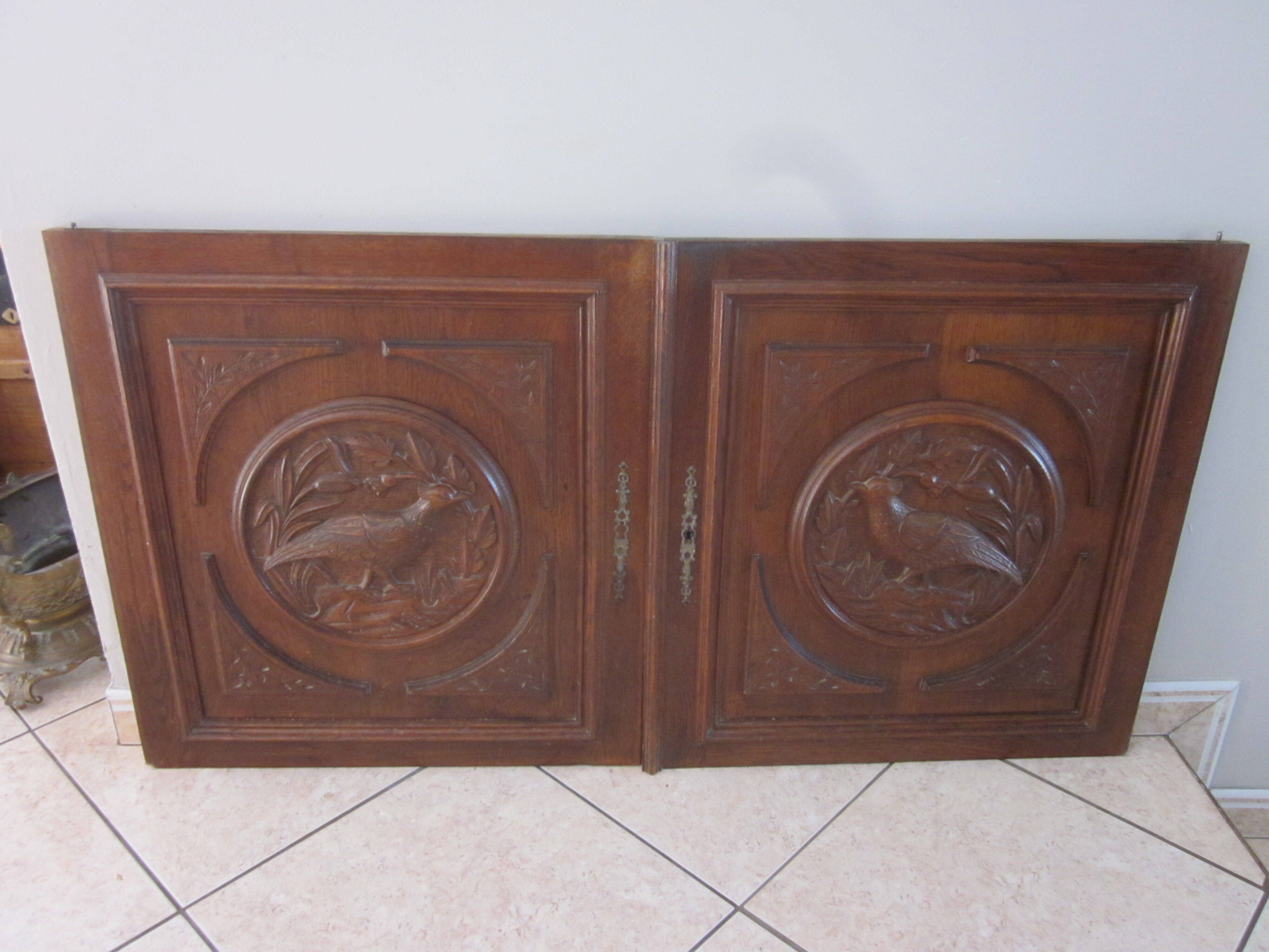 Pair of old carved wooden door