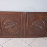 Pair of old carved wooden door