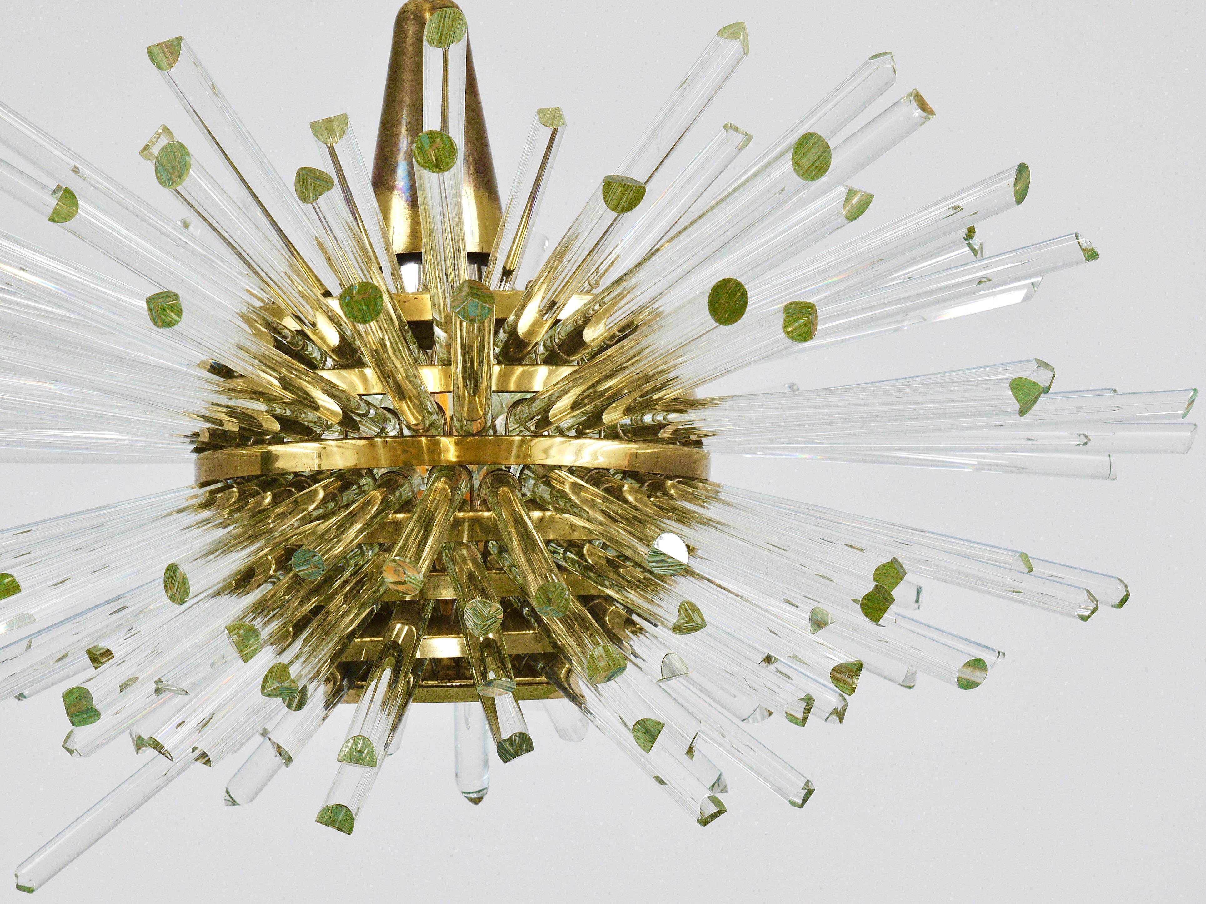 Lustre Bakalowits Miracle Sputnik en laiton avec tiges en verre cristal, années 1960