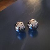 2 boutons boule laiton chromé 30mm