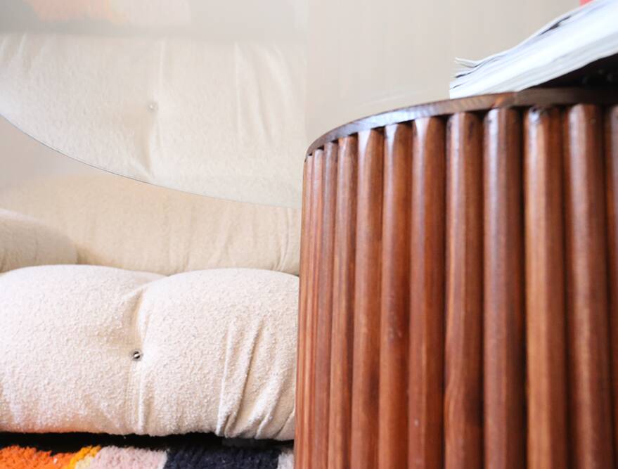 Wooden coffee table and 70cm glass top