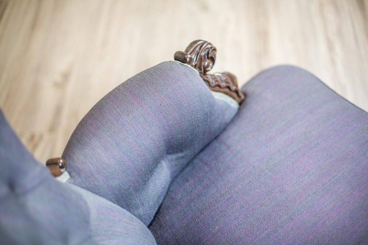 Neo-Rococo Walnut Chair with Violet Fabric, 1860