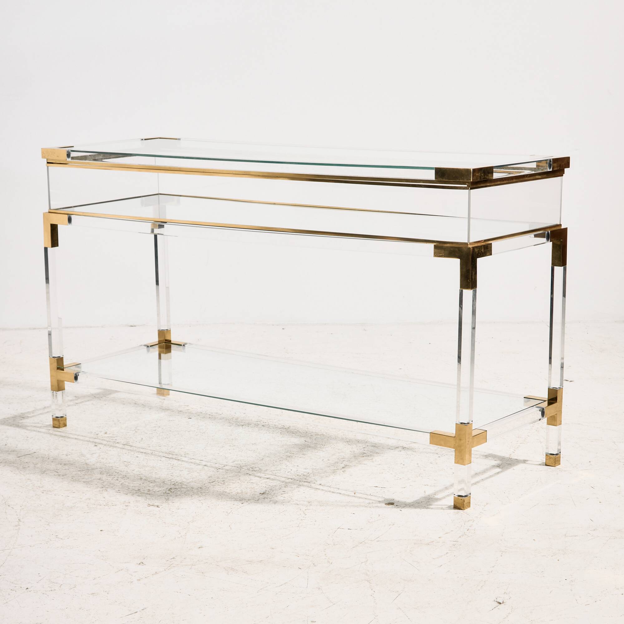Console en laiton et plexiglas par Fabian