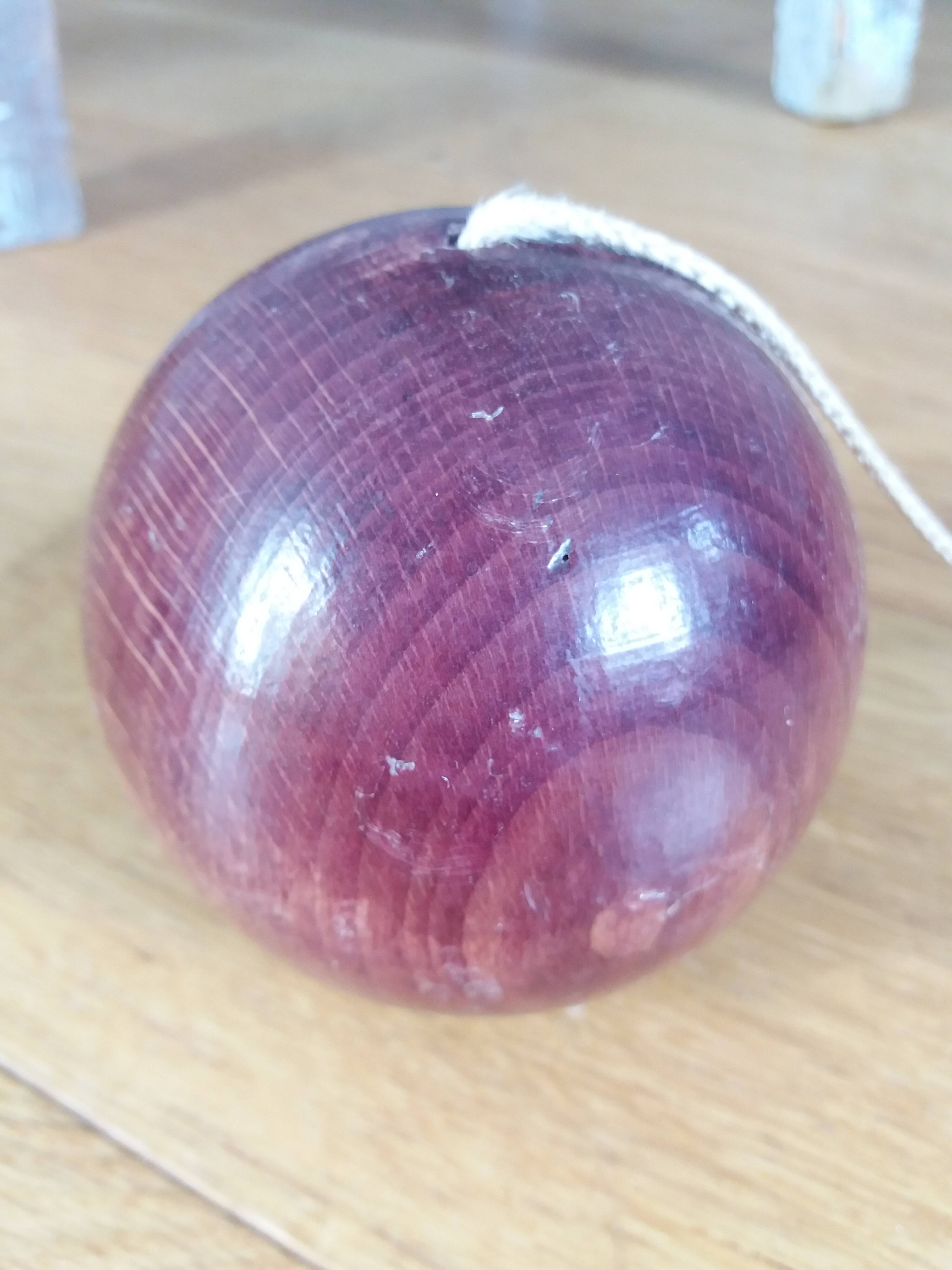 Old bilboquet stained wood plum purple