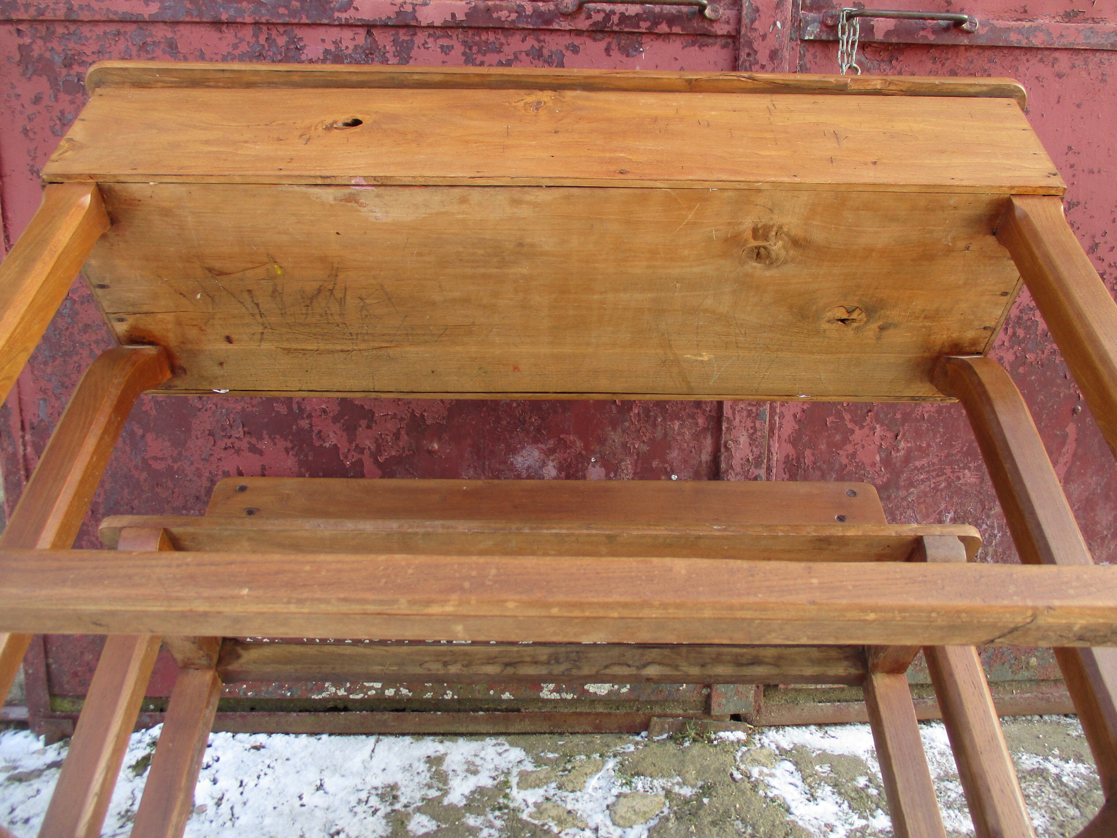 Former double office desk wood chene solid chevillee