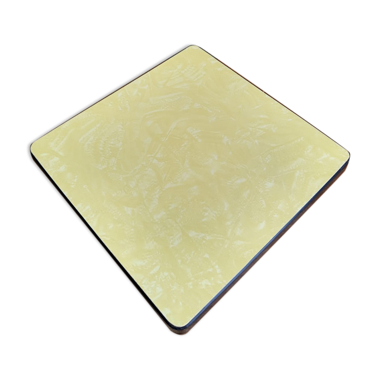 Thick flat underside formica speckled yellow