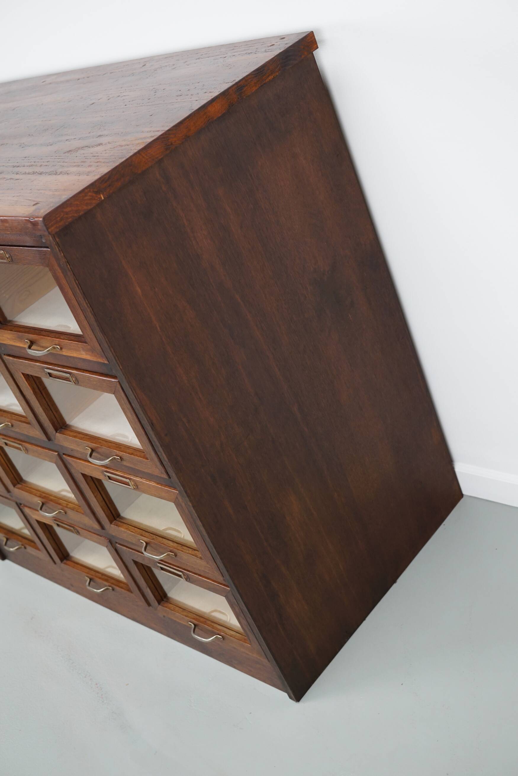 Vintage Dutch Oak Haberdashery Shop Cabinet / Vitrine, 1950s