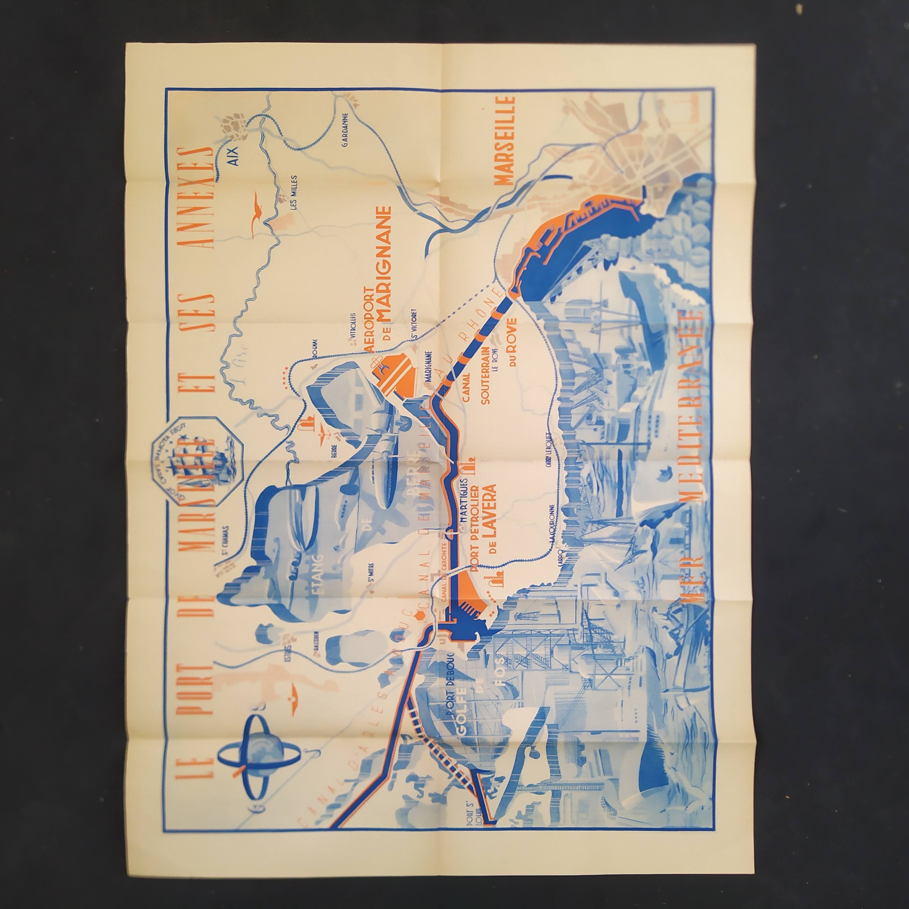 Poster, map of the ports of Marseille
