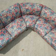 Vintage Howard & Son's London Bridgewater 5-seater fabric corner sofa.