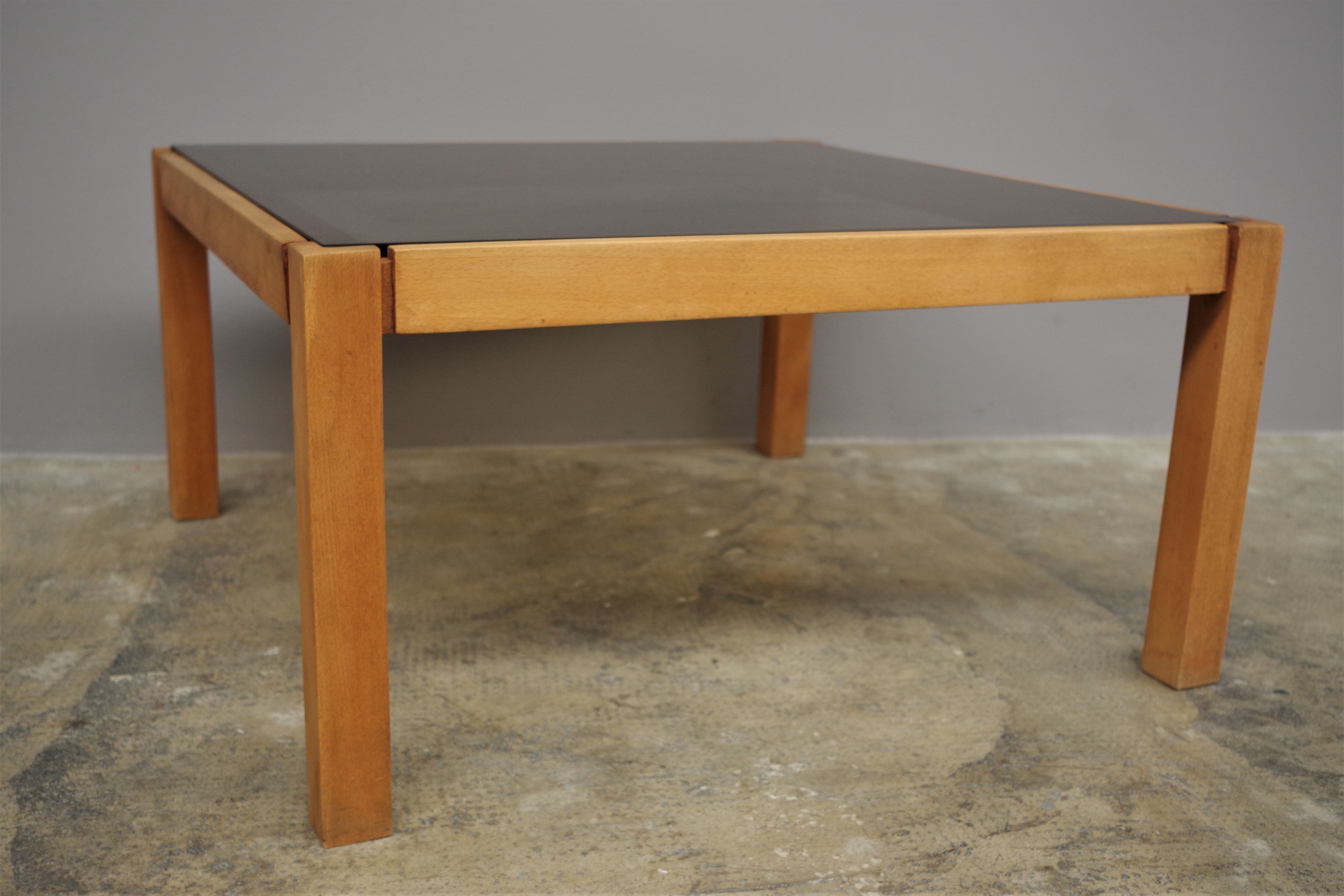 Coffee table with smoked glass top, 1980s