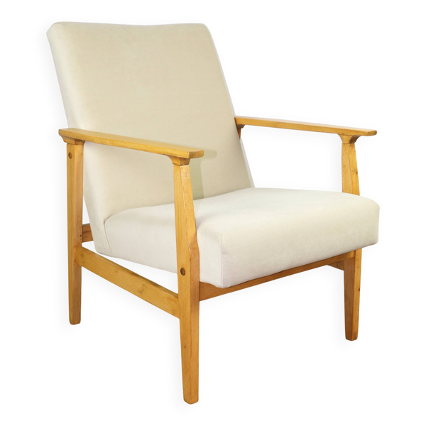 Fauteuil classique Vintage années 70 beige - Série Jade