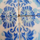 4 glazed ceramic tiles, flowers, 60s