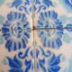 4 glazed ceramic tiles, flowers, 60s