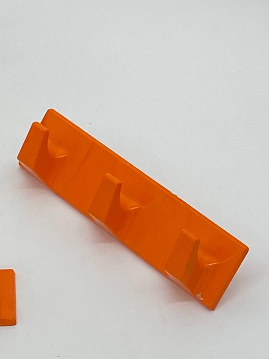 Set of tea towel hooks, vintage, kitchen, orange plastic