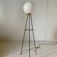 Vintage Stilnovo Floor Lamp, Opaline Glass & Iron, Italy 1950s