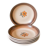 Set of 5 Gien stoneware soup plates with flowers 1970