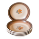 Lot de 5 assiettes creuses en grès Gien fleuries 1970