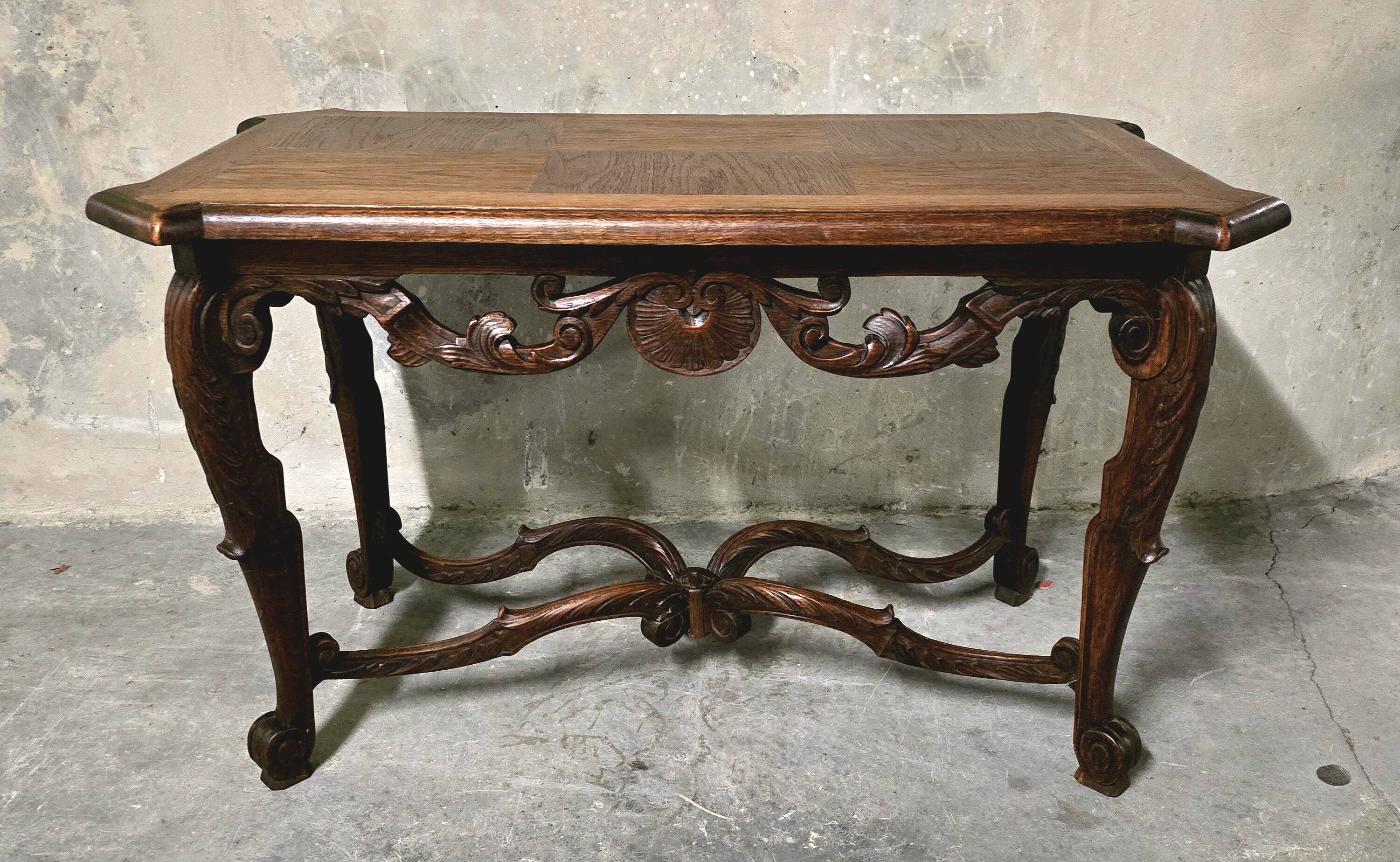 Oak side table – Louis XV style – late 19th century