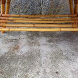 Rattan coffee table with compass legs