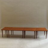 Scandinavian long teak coffee table set of 4 nest of tables 1960s