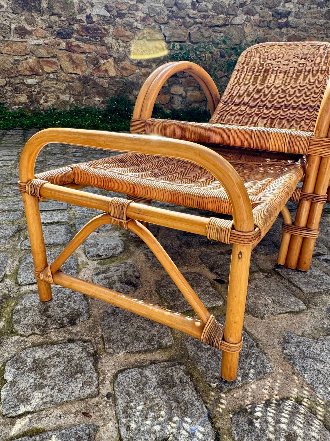Rattan and wicker lounge chair