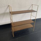 Vintage 1960 String wall shelf in gold wood - 60 x 50 cm