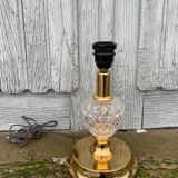 Lampe de table de style Hollywood Regency, cristal de laiton