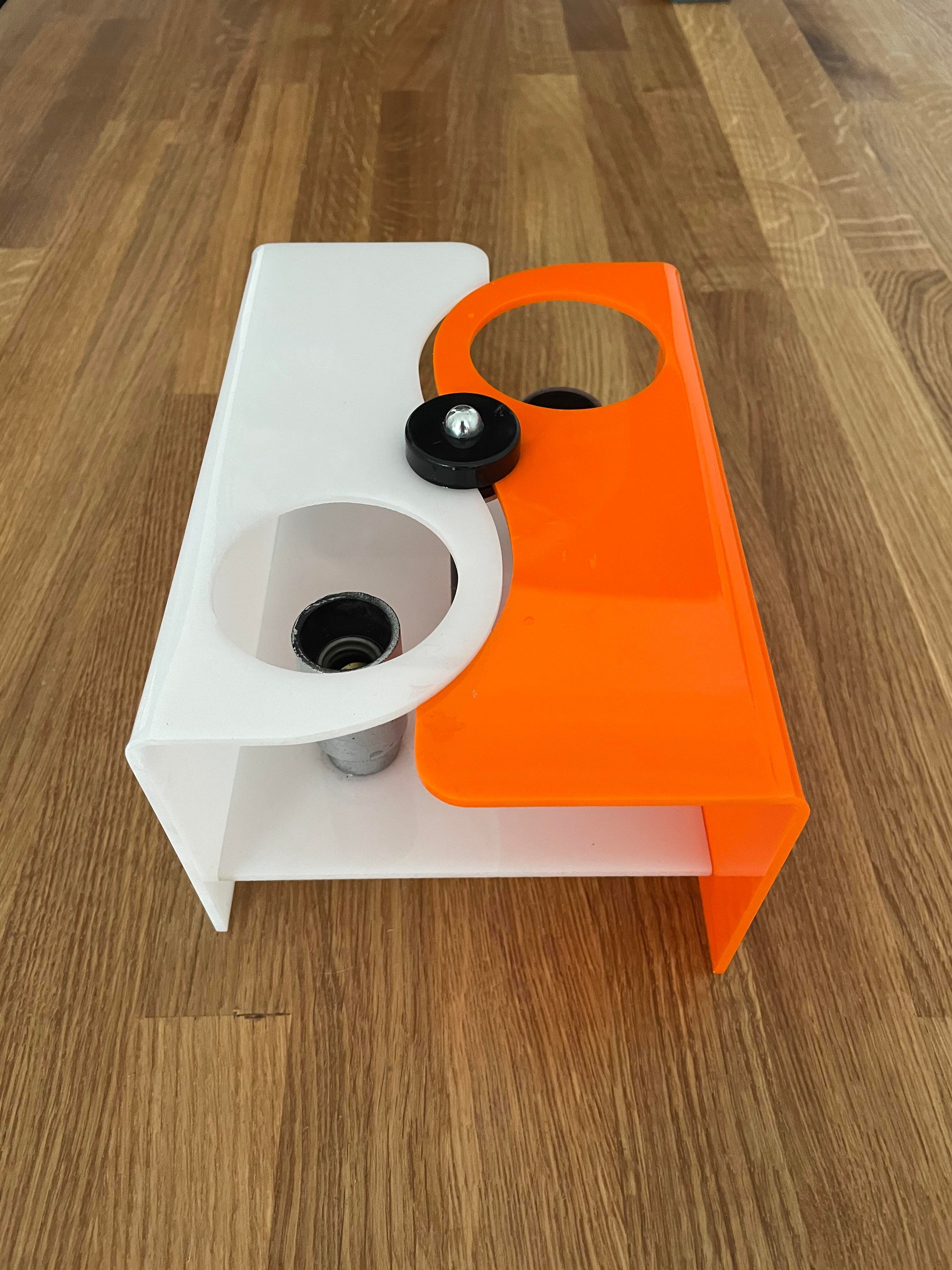 Vintage two-light wall lamp, ABS orange and white, France 1970