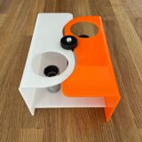 Vintage two-light wall lamp, ABS orange and white, France 1970