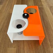 Vintage two-light wall lamp, ABS orange and white, France 1970