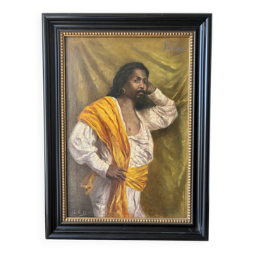 Orientalist portrait, oil on canvas signed 1873