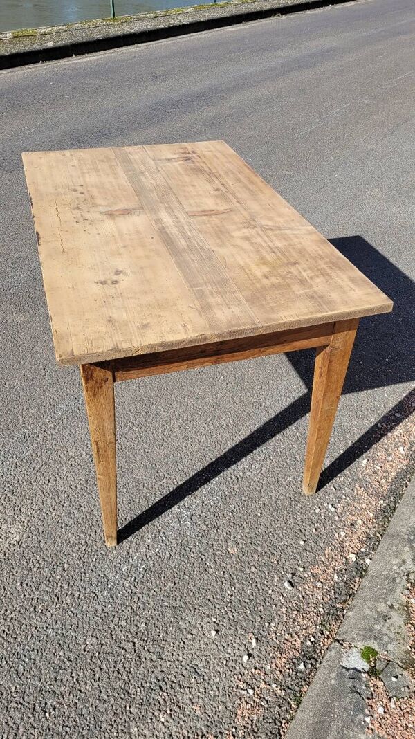 Table de ferme rustique ancienne fabrication 1900s en chêne - 1m22