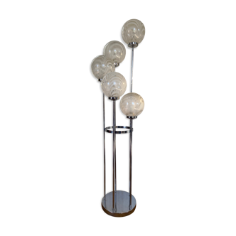 Waterfall floor lamp 5 globes Marinha Grande factory 70s